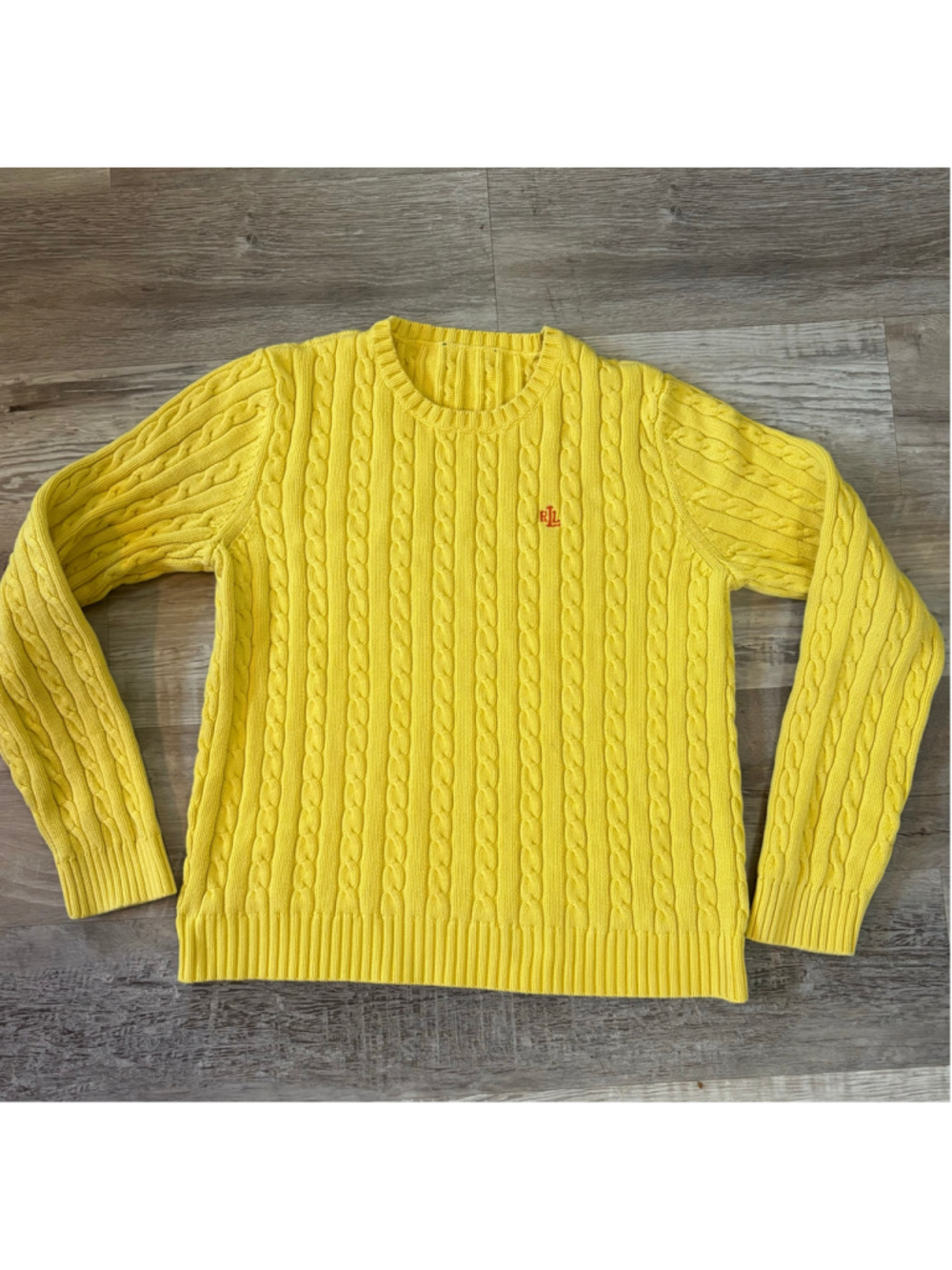 Lauren Ralph Lauren Yellow Cable Knit Sweater Women's Extra Small